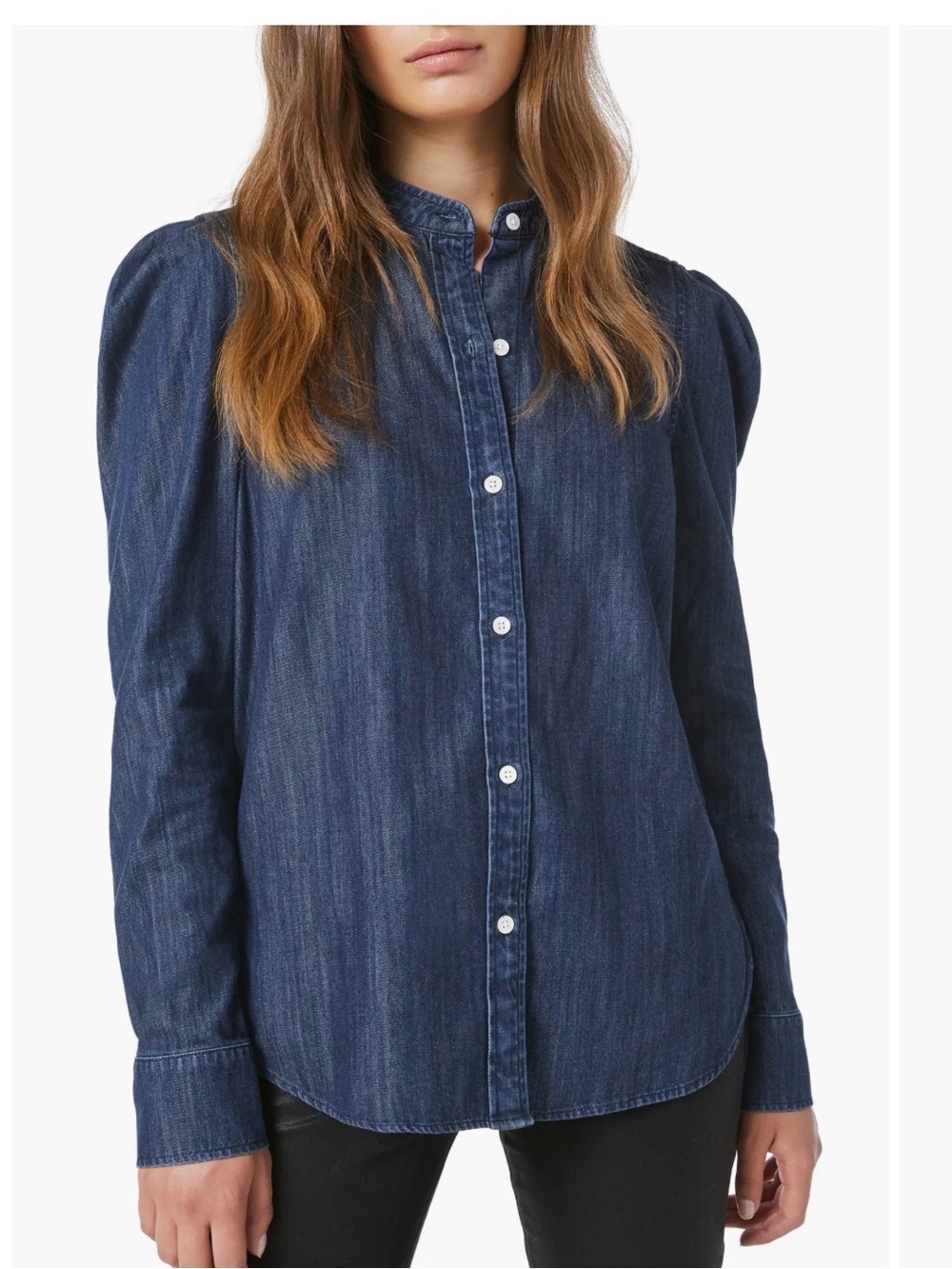 Frame Denim charlie Dark Blue Denim Button-Front Blouse